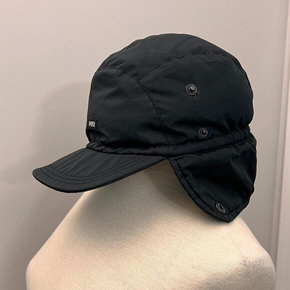 Fera Skiwear Trapper Ear Flap Insulated Down Ski Black Outdoor Snaps Hat - Picture 8 of 13